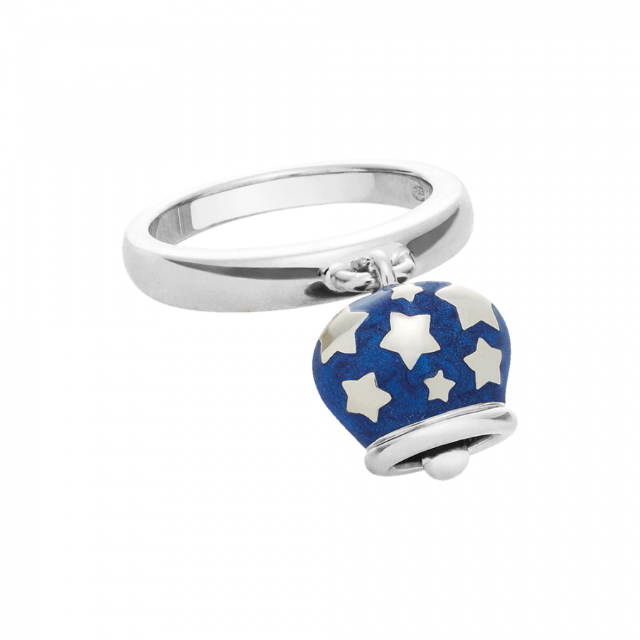 Anello campanella piccolo Chantecler in argento e smalto blu perlato ref.36386